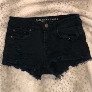 Black denim shorts